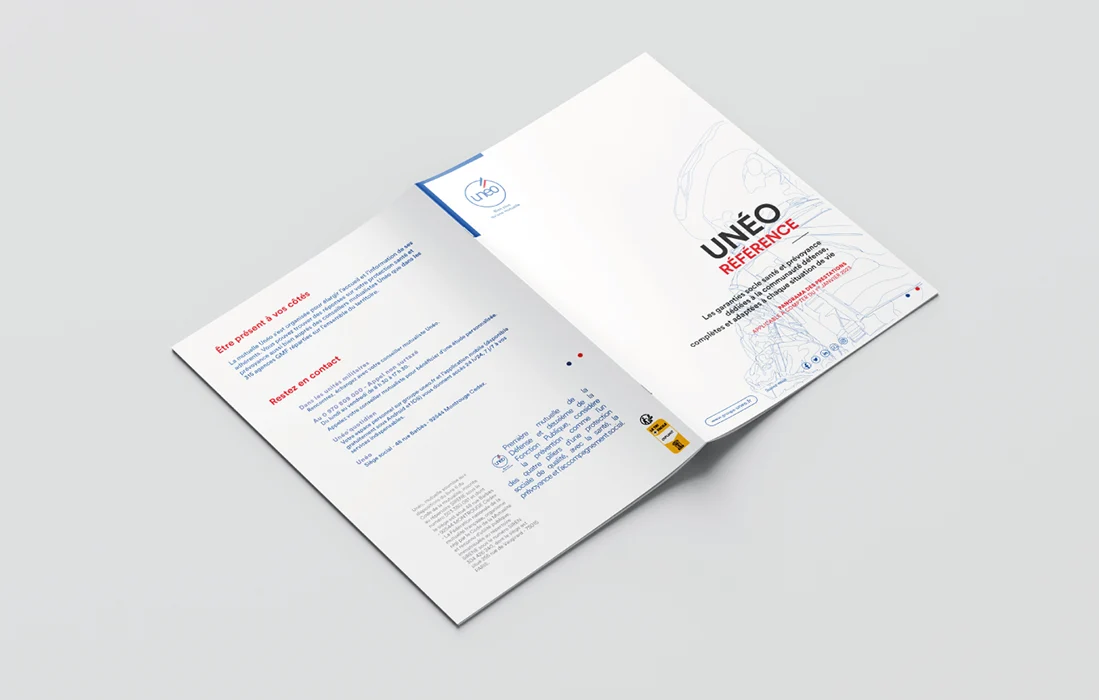 Design graphique - Brochure tarifs Mutuelle des Armées - Unéo